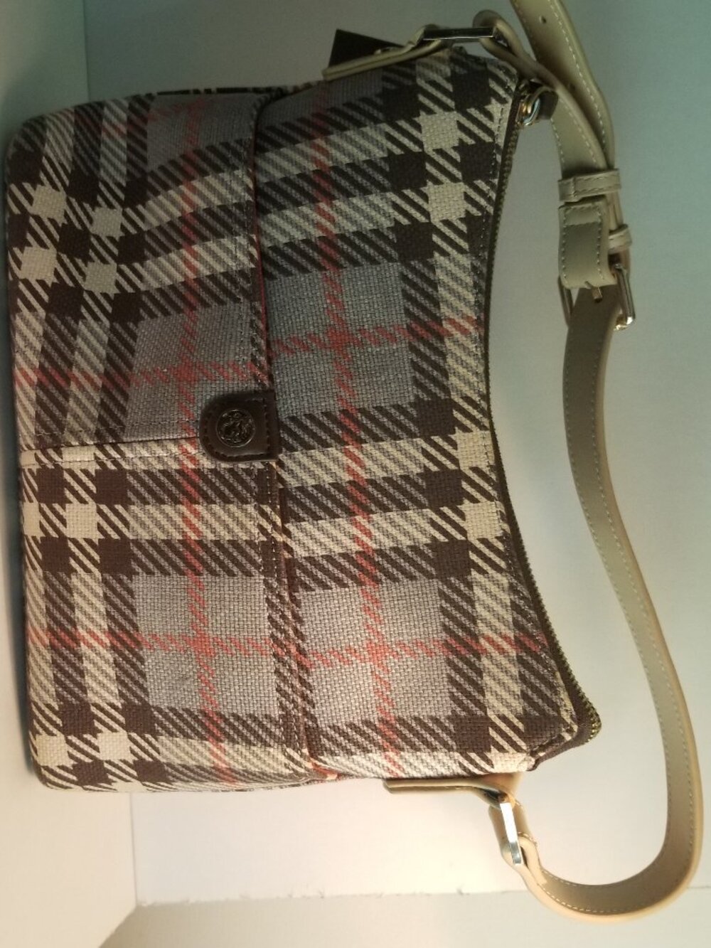 SPARTINA 449 leather purse cream shoulder strap
